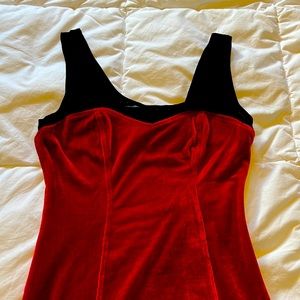 G by Guess Red Black Velvet Dress